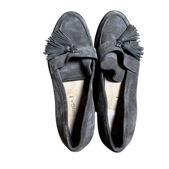 Via Spiga Giada Lug Sole Gray Suede Tassel Loafers Size 7 - Picture 3 of 5